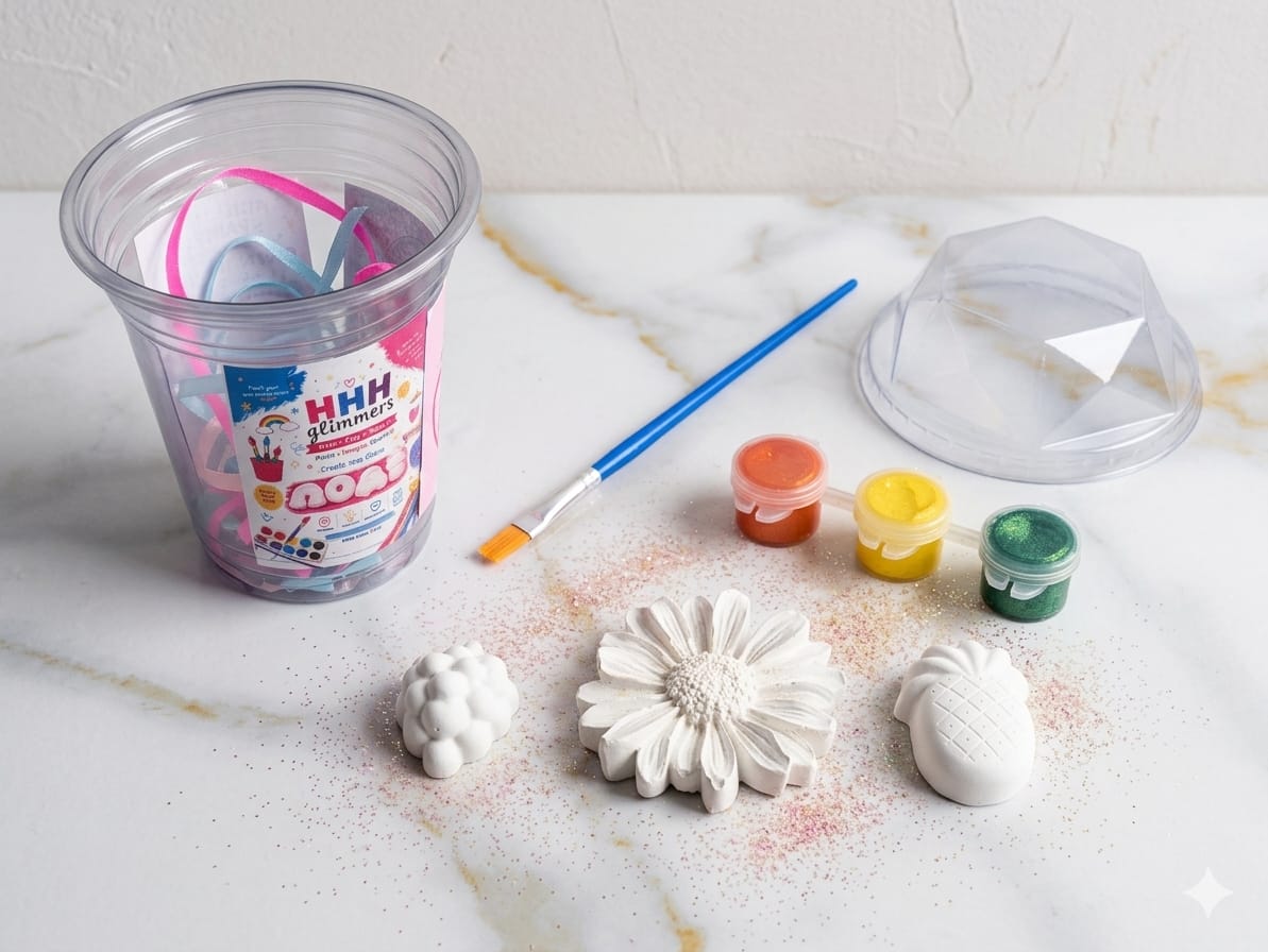 DIY Paint Kit For Kids Creative Play And Party Favors With Unpainted Plaster Figures Daisy Grapes Pineapple - Image 4