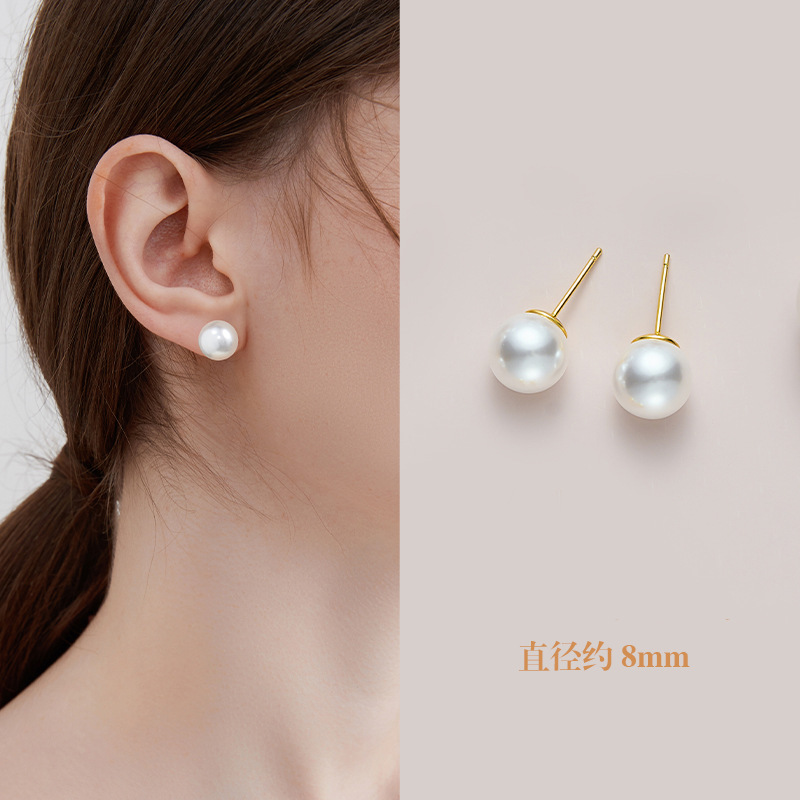 PJT-177 Simple Pearl Earrings 10mm – Elegant Jewelry, Stylish Accessory for Women- White Colour - Image 4