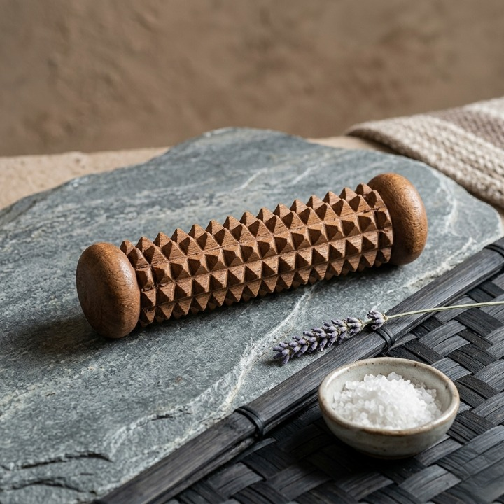 Handcrafted Wooden Palm Massager – Reflexology & Acupressure Hand Roller - Image 3