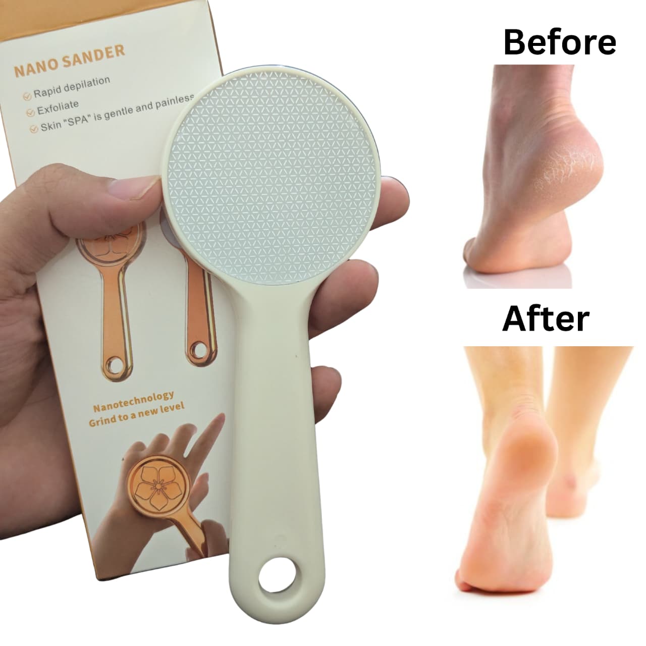 Nano Glass Foot File Scrubber With A Handle Providing Smooth Care Everyday Foot Care Support (Random Color) - Image 4