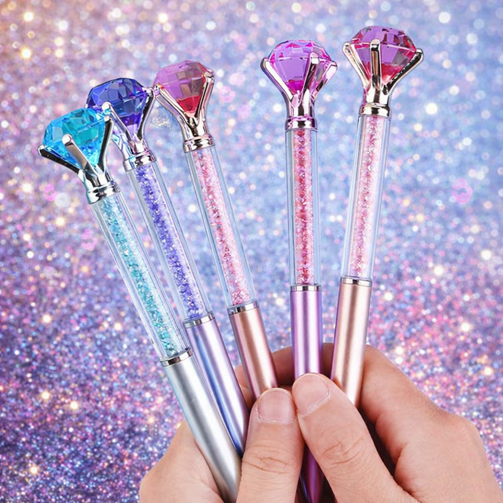 Happy Valentine's Day Crystal Diamond Gel Pen – Luxury Glitter Ballpoint Pen for Gift, School, Office & Stationery (Random Color)