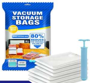 Vacuum Storage Bags with Hand Pump - Space Saving Organizer