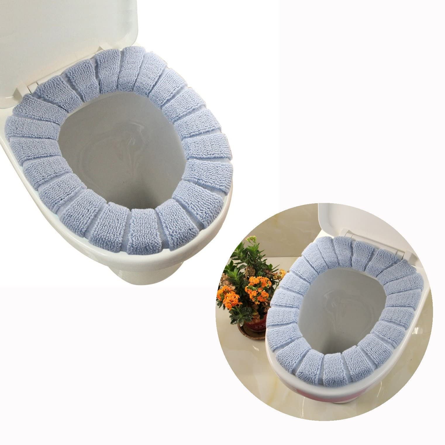 Warm Washable Soft Coral Velvet Toilet Seat Cover | Random Colour | - Image 3