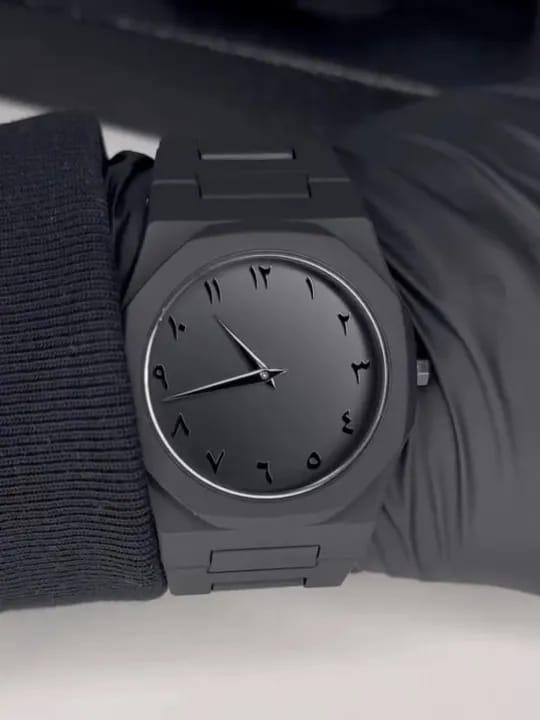 The Noir Eastern Minimalist – Matte Black Octagonal Timepiece ( without box) - Image 4