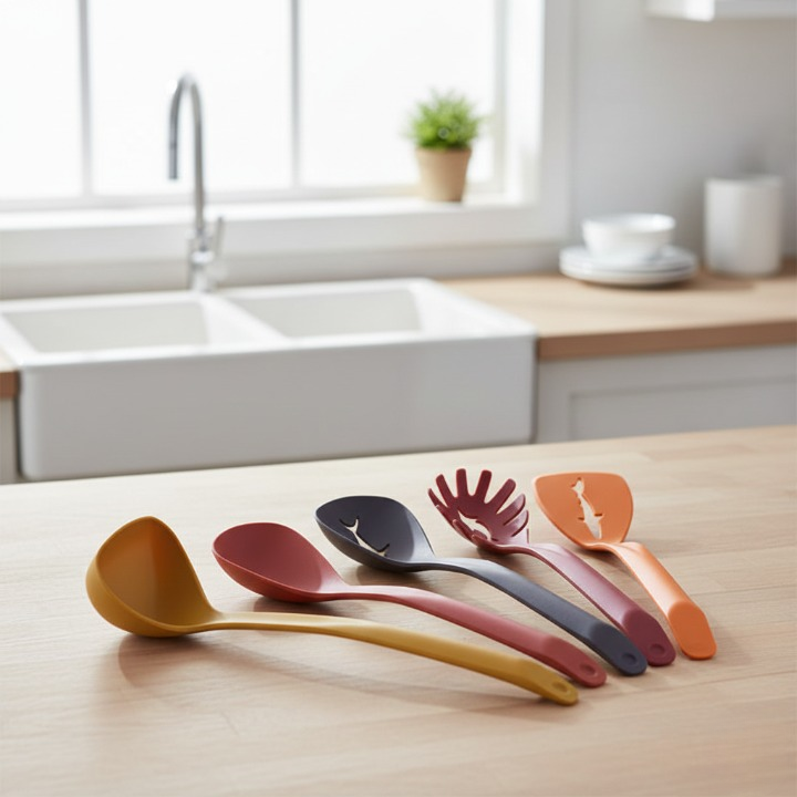 5 In 1 Spoon Set Durable Quality Stylish Design Easy To Use Perfect Choice For Kitchen (Plastic) - Image 3