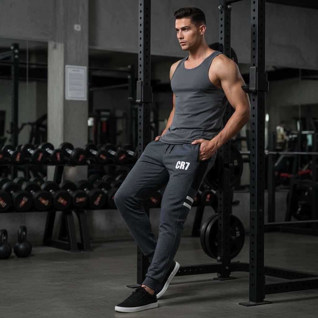 CR7 Zipper Trouser For Men French Terry Fabric Adjustable Waist 28 To 34 Inches Length 40 Inches - Image 3