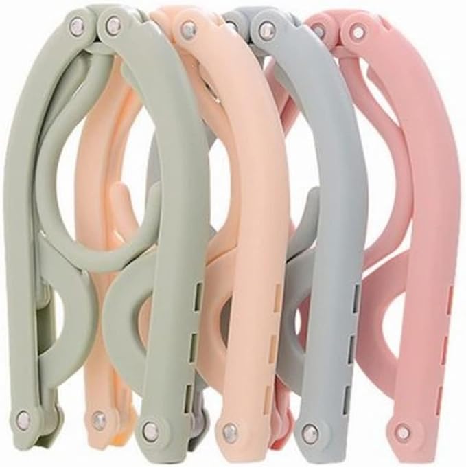 Portable Folding Clothes Hangers with Slots – Pack of 10 Durable Travel-Friendly Hangers. ( Random Colour ) - Image 3