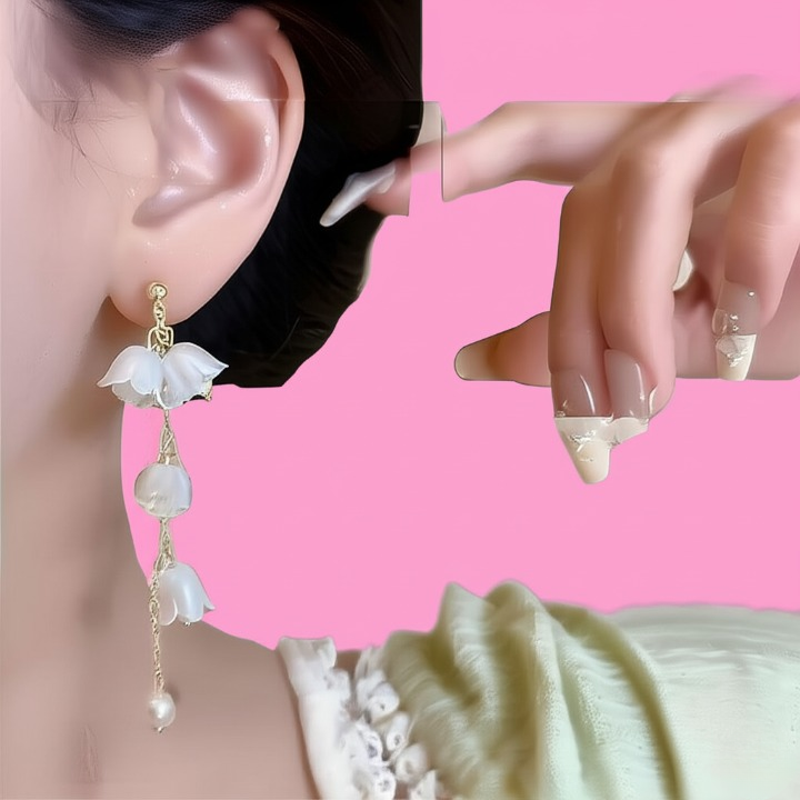 Pearl Korean Flower Earrings for Women – Elegant White Floral Design with Classic Pearl Detailing | Stylish Fashion Jewelry for Parties, Weddings, and Daily Wear | AWJ-998 - Image 3