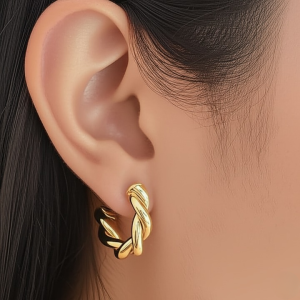 Twisted Sparkling Earrings for Women | Stylish Fashion Jewelry | Available in Silver & Golden | Perfect for Parties, Weddings & Daily Wear (WJ-101)