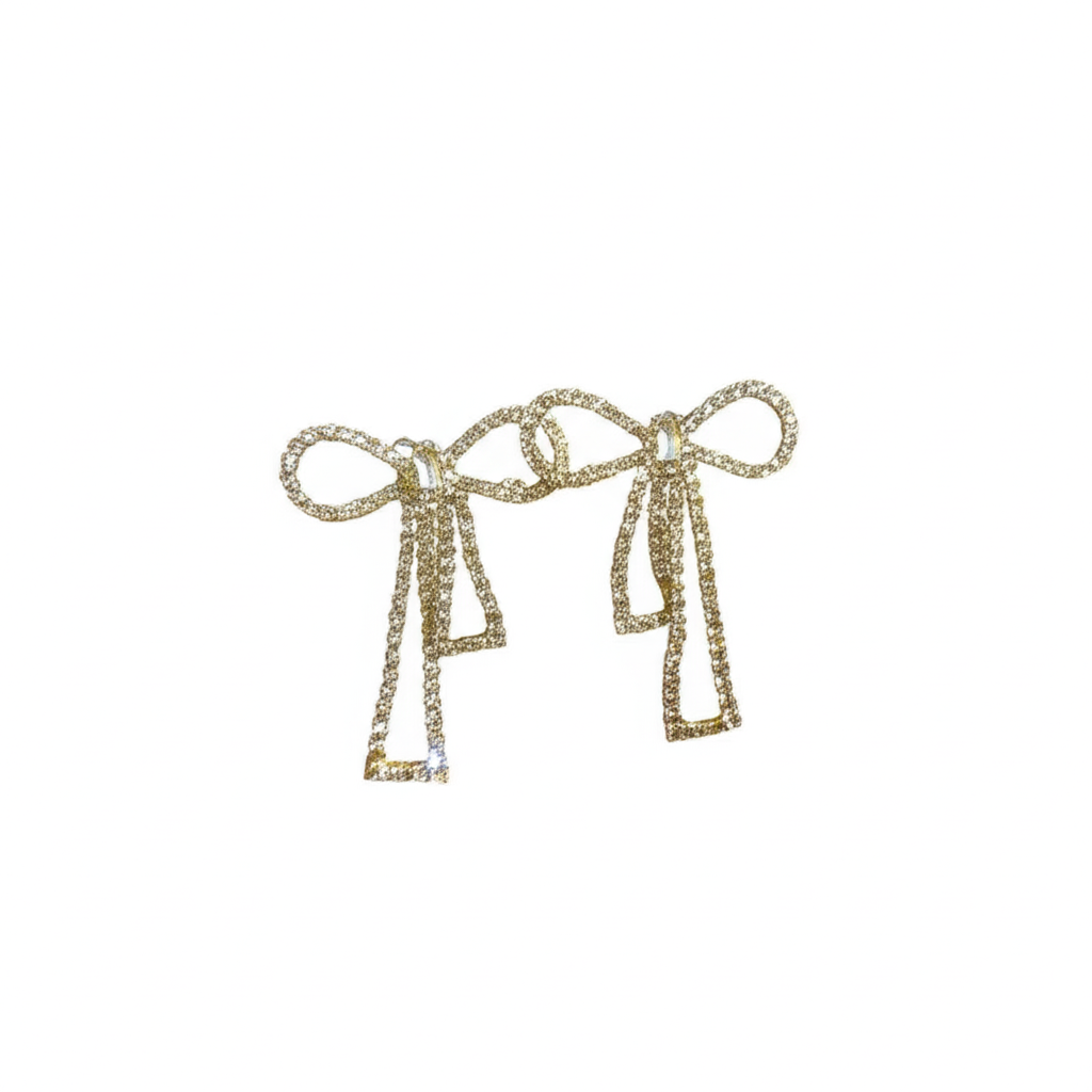 PQT-985 Touch Of Glamour To Your Look With These Bow Shape Zircon Korean Earrings – Color Golden - Image 3