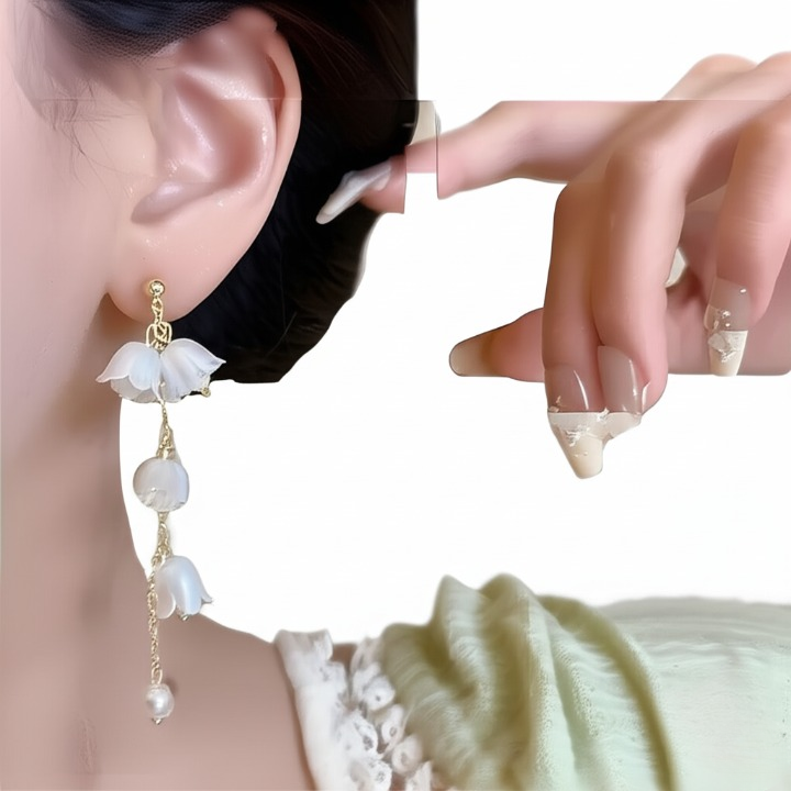 Pearl Korean Flower Earrings for Women – Elegant White Floral Design with Classic Pearl Detailing | Stylish Fashion Jewelry for Parties, Weddings, and Daily Wear | AWJ-998 - Image 2