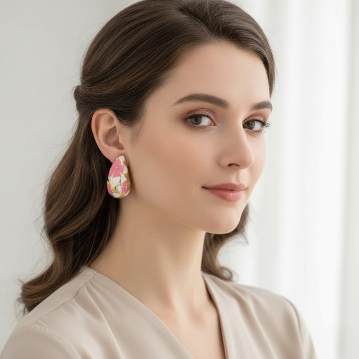 Flower Hollow Drop Earrings – Stylish Women’s Fashion Jewelry in Multiple Colors Pink, Green, Orange, White, Purple, Blue, Red, Black (PQT-105)