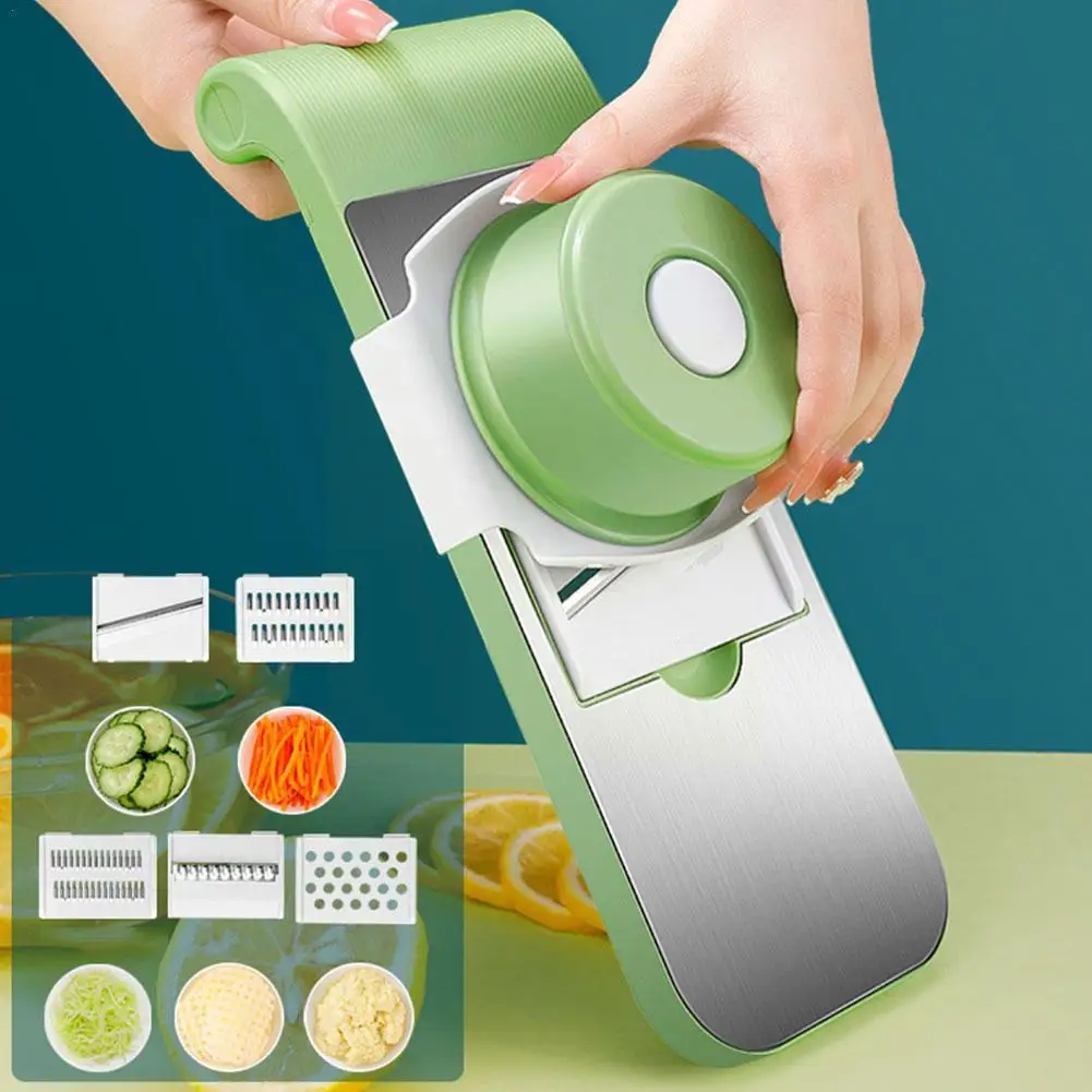 Multifunctional Vegetable Cutter Grater For Vegetables Slicers - Shredders Peeler Carrot Fruit Vegetable Cutting Kitchen Tool - 05 Blades Vegetable Cutter ( Random Colors)