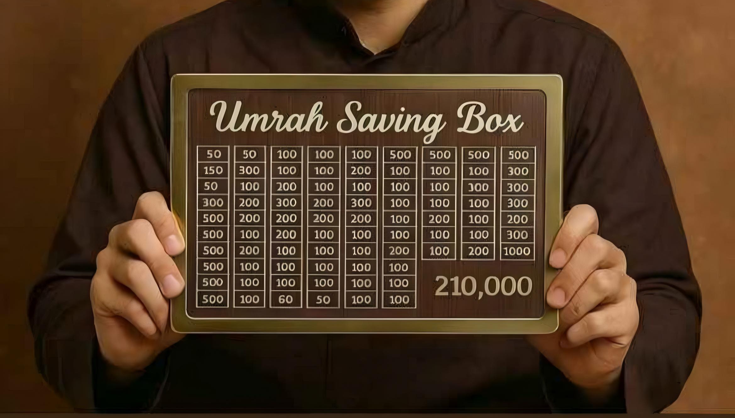 Umrah Saving Box - Box For Umrah Saving | Umrah Saving Box - Best Quality Umrah Saving Box - Umrah Saving Box Dark Brown, Wooden Money Box for Umrah - 210,000 - Image 7