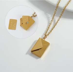 Love Letter Envelop Pendent For Girls - Golden Color