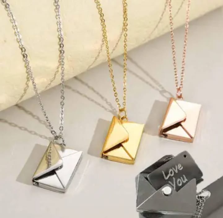 Love Letter Envelop Pendent For Girls - Golden Color - Image 2