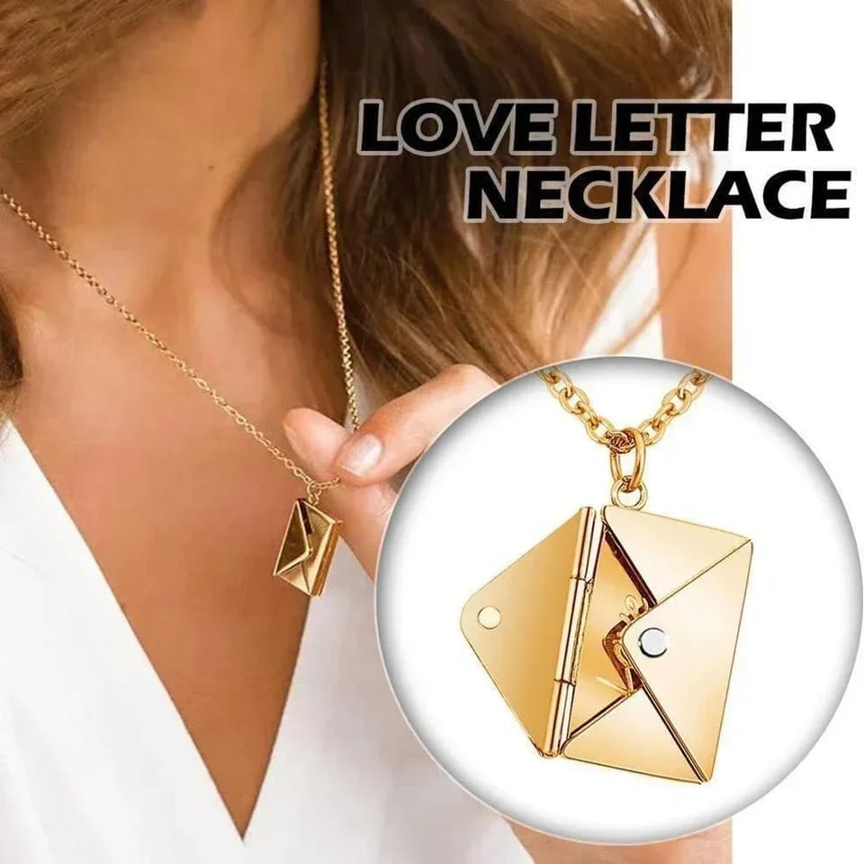 Love Letter Envelop Pendent For Girls - Golden Color - Image 4