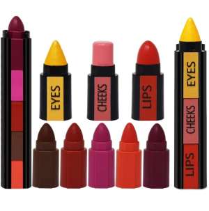 3 in 1 HUDA Beauty Professional Eyes Cheeks Lips (Lipsticks)