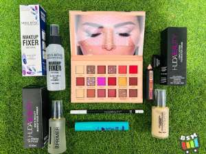7 in 1 Makeup Deal - Fixer, Primer , Foundation, Lip pencil, Mascara, Lip Pen, Eyeshadow Pallet