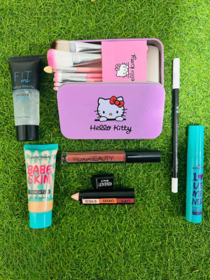 7 in 1 MakeUp Deal - 7pc Make-up Brush, Primer, Lip pencil, Mascara, Lipgloss, LipPen, Liquid Foundation (Random)