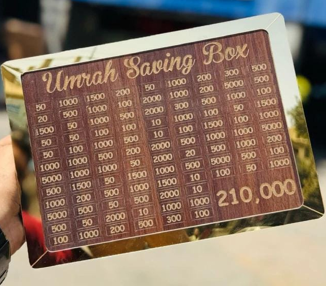 Umrah Saving Box - Box For Umrah Saving | Umrah Saving Box - Best Quality Umrah Saving Box - Umrah Saving Box Dark Brown, Wooden Money Box for Umrah - 210,000 - Image 2