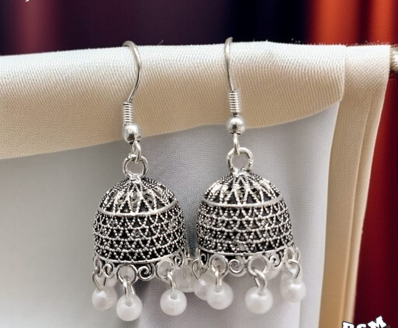 Silver Indian Jumky / Jhumka Earrings by Quirky Fashions | Ethnic wear | Casual wear - Image 4