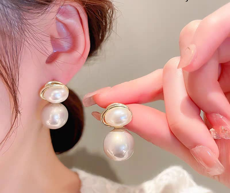 Oval Shape Marble Korean Style Earings For Women Girls Design Earring Jewelry (golden)
