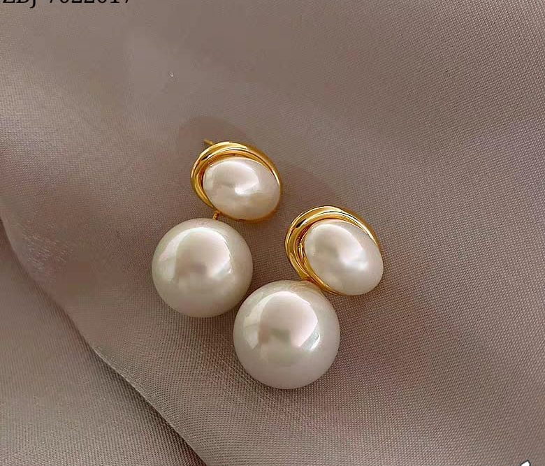 Oval Shape Marble Korean Style Earings For Women Girls Design Earring Jewelry (golden) - Image 2