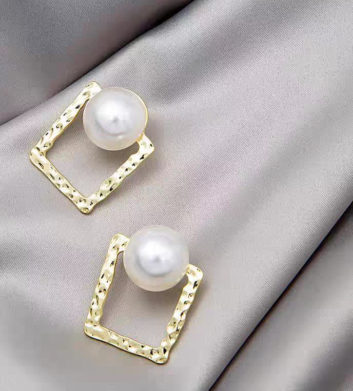Korean Square Pearl Shape Earing | Ethnic wear | Casual wear for girls - Image 3