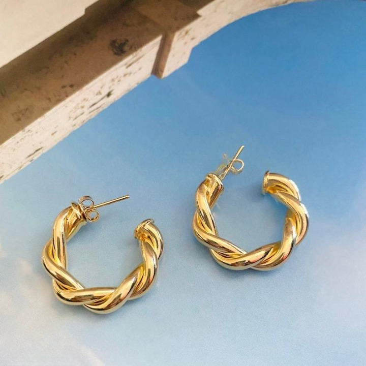 Twisted Sparkling Earrings for Women | Stylish Fashion Jewelry | Available in Silver & Golden | Perfect for Parties, Weddings & Daily Wear (WJ-101) - Image 4