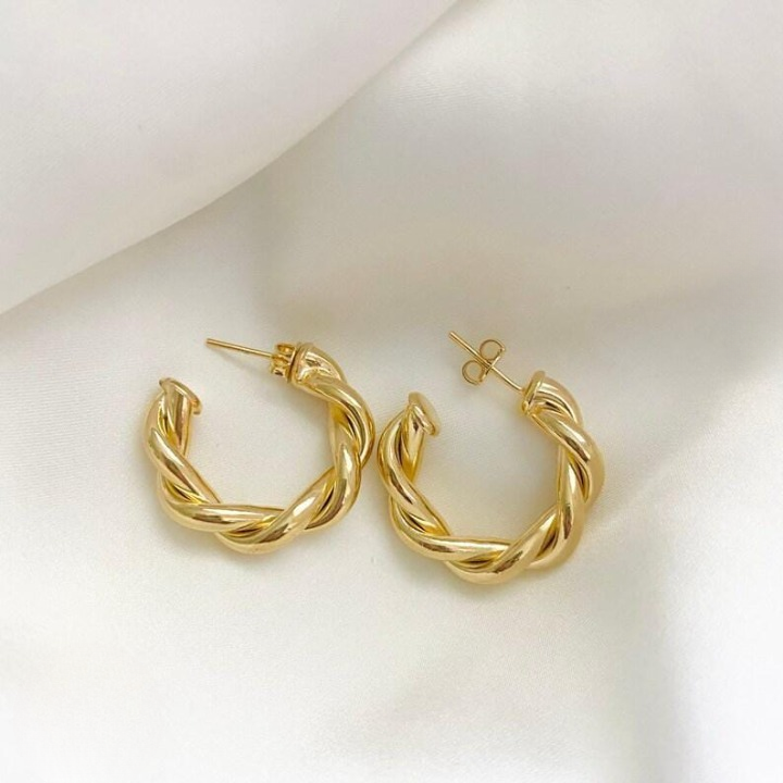 Twisted Sparkling Earrings for Women | Stylish Fashion Jewelry | Available in Silver & Golden | Perfect for Parties, Weddings & Daily Wear (WJ-101) - Image 5
