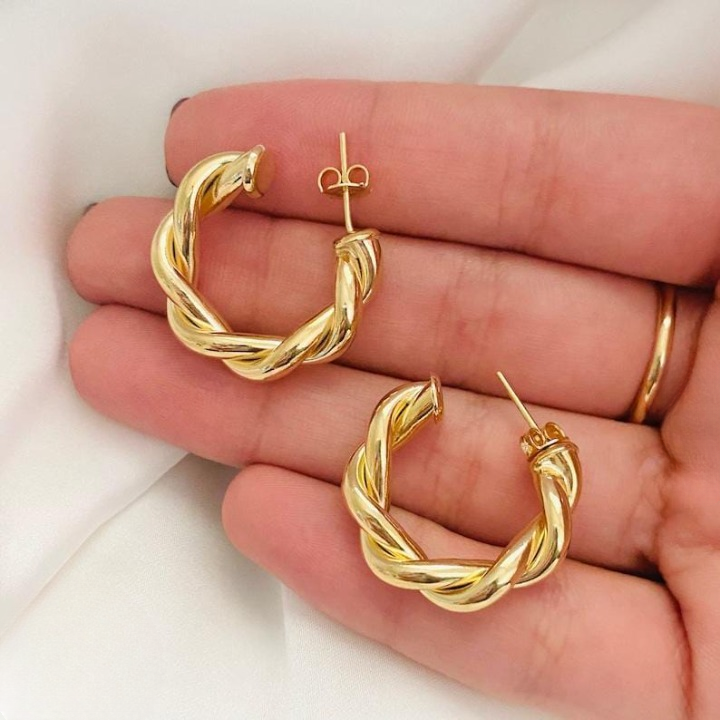 Twisted Sparkling Earrings for Women | Stylish Fashion Jewelry | Available in Silver & Golden | Perfect for Parties, Weddings & Daily Wear (WJ-101) - Image 2