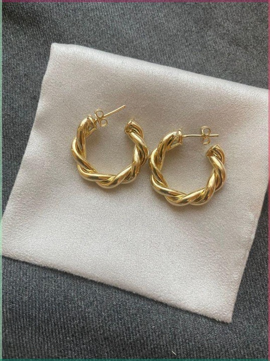 Twisted Sparkling Earrings for Women | Stylish Fashion Jewelry | Available in Silver & Golden | Perfect for Parties, Weddings & Daily Wear (WJ-101) - Image 3