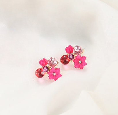 Flower Crystal Korean Earrings – Elegant Women’s Fashion Jewelry in Multiple Colors (Black, Blue, Red, Yellow, Green, Sky Blue, Purple, Light Pink, Dark Pink (AXT-104) - Image 11