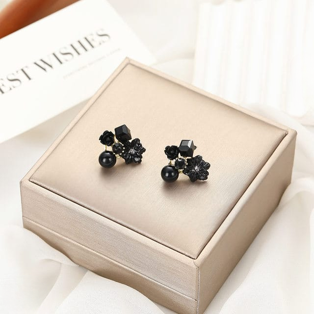 Flower Crystal Korean Earrings – Elegant Women’s Fashion Jewelry in Multiple Colors (Black, Blue, Red, Yellow, Green, Sky Blue, Purple, Light Pink, Dark Pink (AXT-104) - Image 6