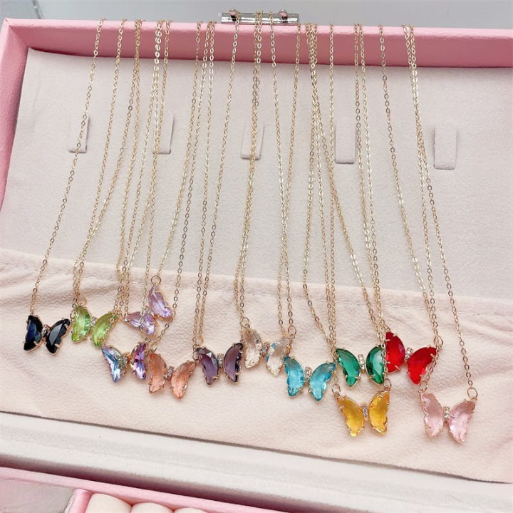 Crystal Butterfly Pendant Necklace for Women – Gold Chain Fashion Jewelry Gift (AWT-108) - Image 2