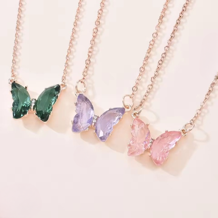 Crystal Butterfly Pendant Necklace for Women – Gold Chain Fashion Jewelry Gift (AWT-108) - Image 3