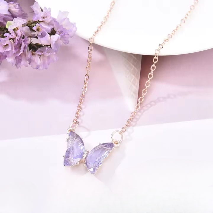 Crystal Butterfly Pendant Necklace for Women – Gold Chain Fashion Jewelry Gift (AWT-108) - Image 4