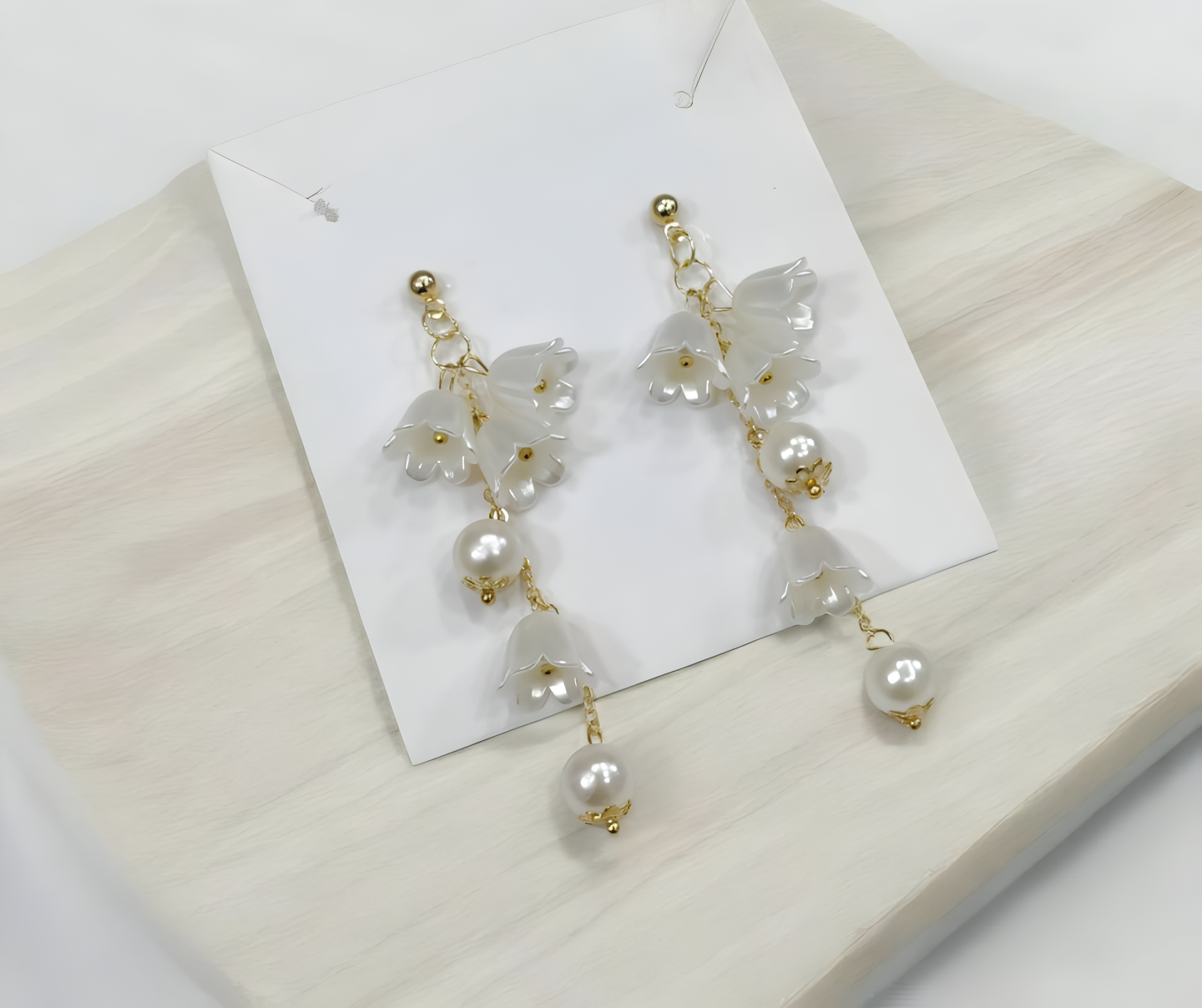 Pearl Korean Flower Earrings for Women – Elegant White Floral Design with Classic Pearl Detailing | Stylish Fashion Jewelry for Parties, Weddings, and Daily Wear | AWJ-998 - Image 4