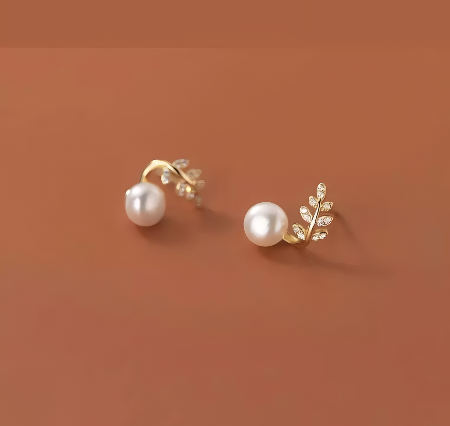 Elegant Leaf Pearl Korean Earrings – Stylish Jewelry for Women, Perfect for Casual & Formal Wear (AWT-103) - Image 3