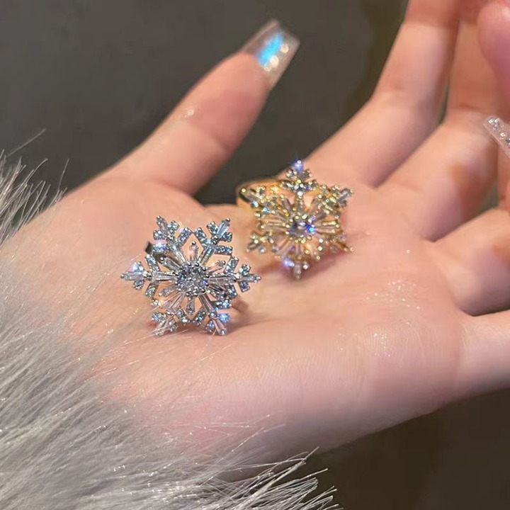 Sparkling Flower Rotating Ring – Adjustable Elegant Spinning Ring for Women & Girls, Fashion Jewelry (QUJ-109 ) - Image 3