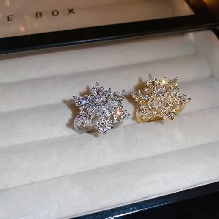 Sparkling Flower Rotating Ring – Adjustable Elegant Spinning Ring for Women & Girls, Fashion Jewelry (QUJ-109 ) - Image 2