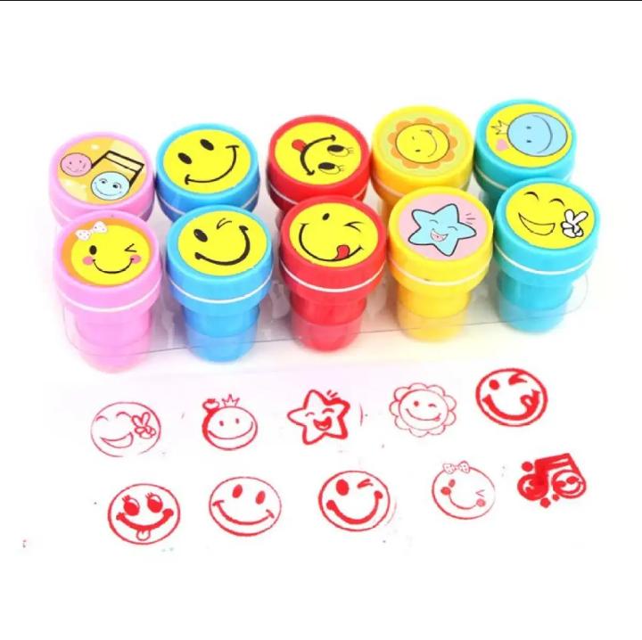 Pack of 10 - Cute Emoji Stamp Set Kids Arts And Crafts Stamper - Stationery Accessory Designed For Creative Stamping And Daily Craft Routine (Random Emojis) - Image 4