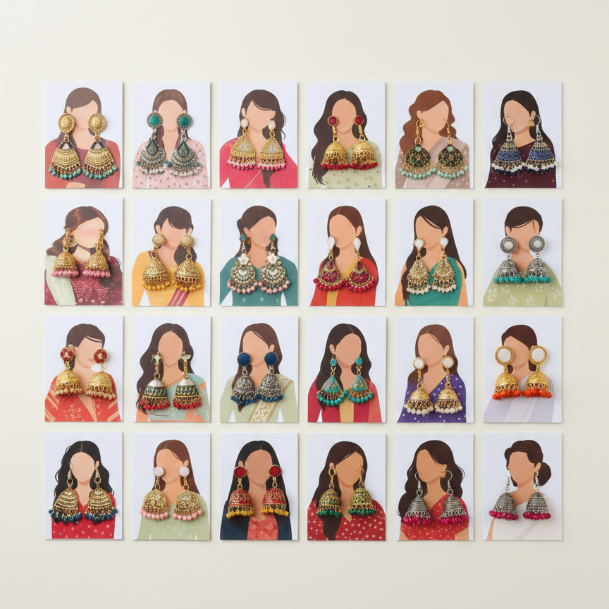 Earrings Eidi Cards – Pack of 27 Mini Festive Cards without Jewellery (Random Designs) - Image 4