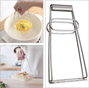 Stainless Steel Hot Bowl Clip – Anti-Scald Tableware Lifter, Foldable Hot Dish Holder for Microwave, Oven & Cooking Use | Durable Kitchen Tool