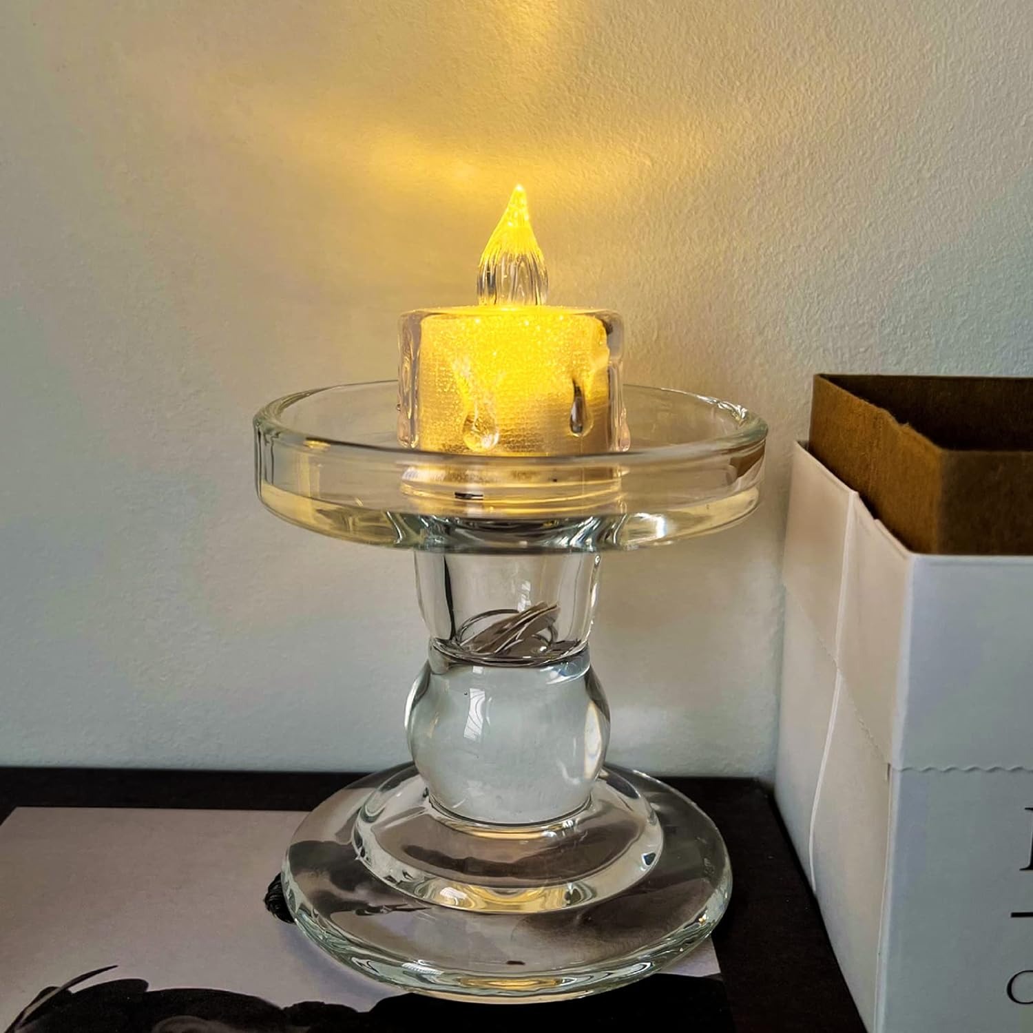 Flickering LED Flameless Tea Light Candles with Realistic Wax Drip (1 pcs) - Image 2