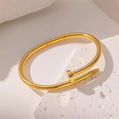 QVT-139 Cartier Nail Bangle – Stainless Steel | Iconic Luxury Design (Golden) - Image 5