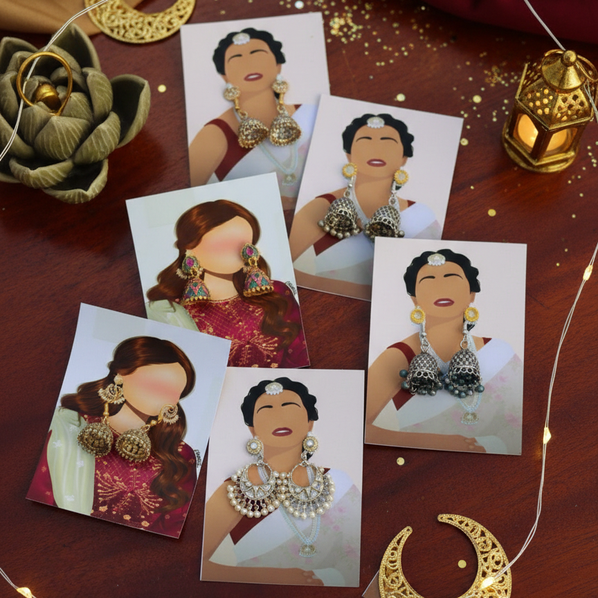 Earrings Eidi Cards – Pack of 27 Mini Festive Cards without Jewellery (Random Designs) - Image 2