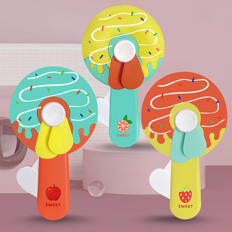 Donut Kid Fan – Cute Handheld Mini Fan for Kids | Portable Cartoon Fan for School, Travel & Outdoor Use (Random Color) - Image 4