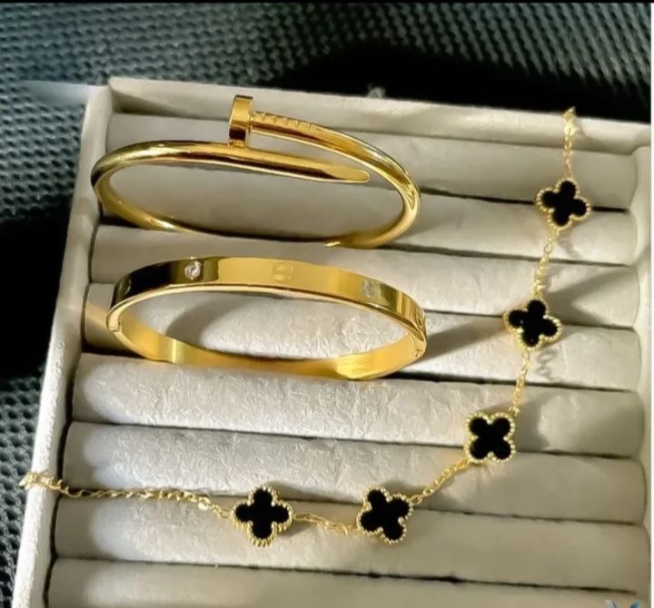 Stainless Steel 3 Piece Bracelet And Bangle Combo - Durable Elegant Accessory Set For Stylish Layering And Daily Wear - Image 4